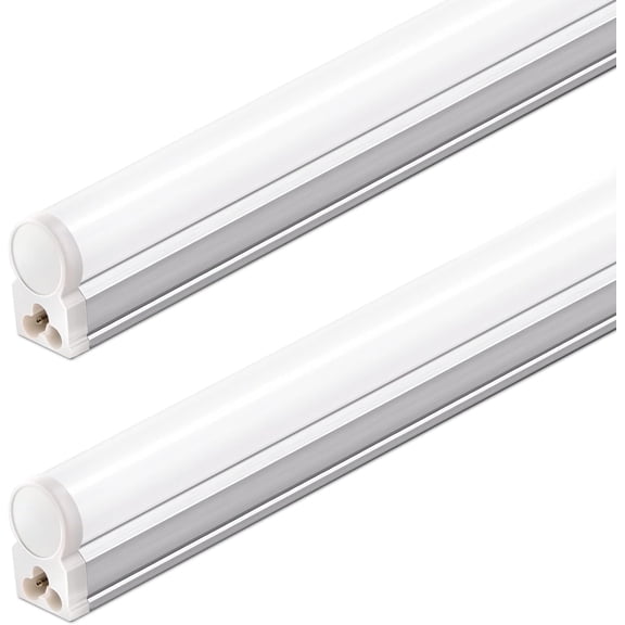 Barrina T5 LED Shop Light 2FT, 1100LM, 10W, 5000K (Daylight White), Linkable Ceiling and Under Cabinet Light, Corded Electric with Built-in ON/Off Switch, Shop Lights for Garage, 2 Packs