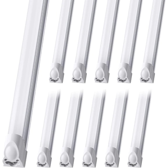 Barrina T5 LED Shop Light, 8FT, 5000LM, 6500K Super Bright White, 45W Linkable Shop Lights, Led Garage Light, Corded Electric with ON/Off Switch, ETL Listed (10 Pack)