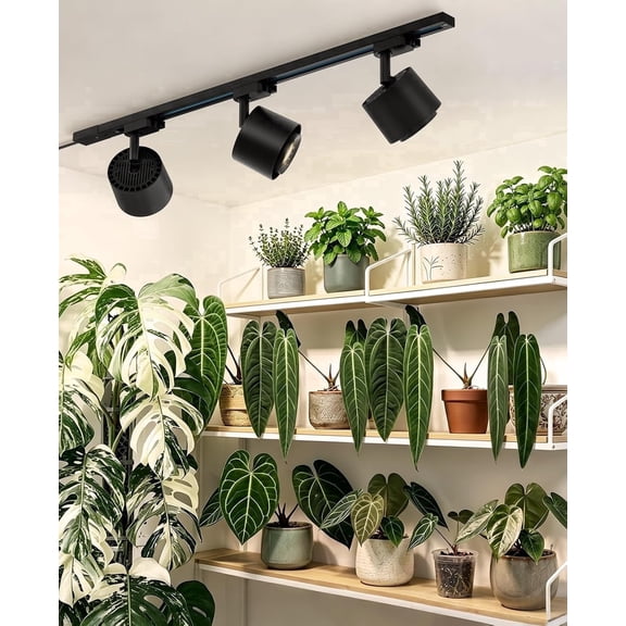 Barrina TR40c Track LED Grow Light 3 x 40W 4000K 3-Head H-Type Full Spectrum LED Wall Plant Lights 15°- 60° Adjustable Beam Angle Ceiling Mounted Grow Bulbs with Timer and Power Cord Black Cover