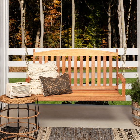 Jack-Post 2 Person Hardwood Porch Swing with Chains in Stained Finish