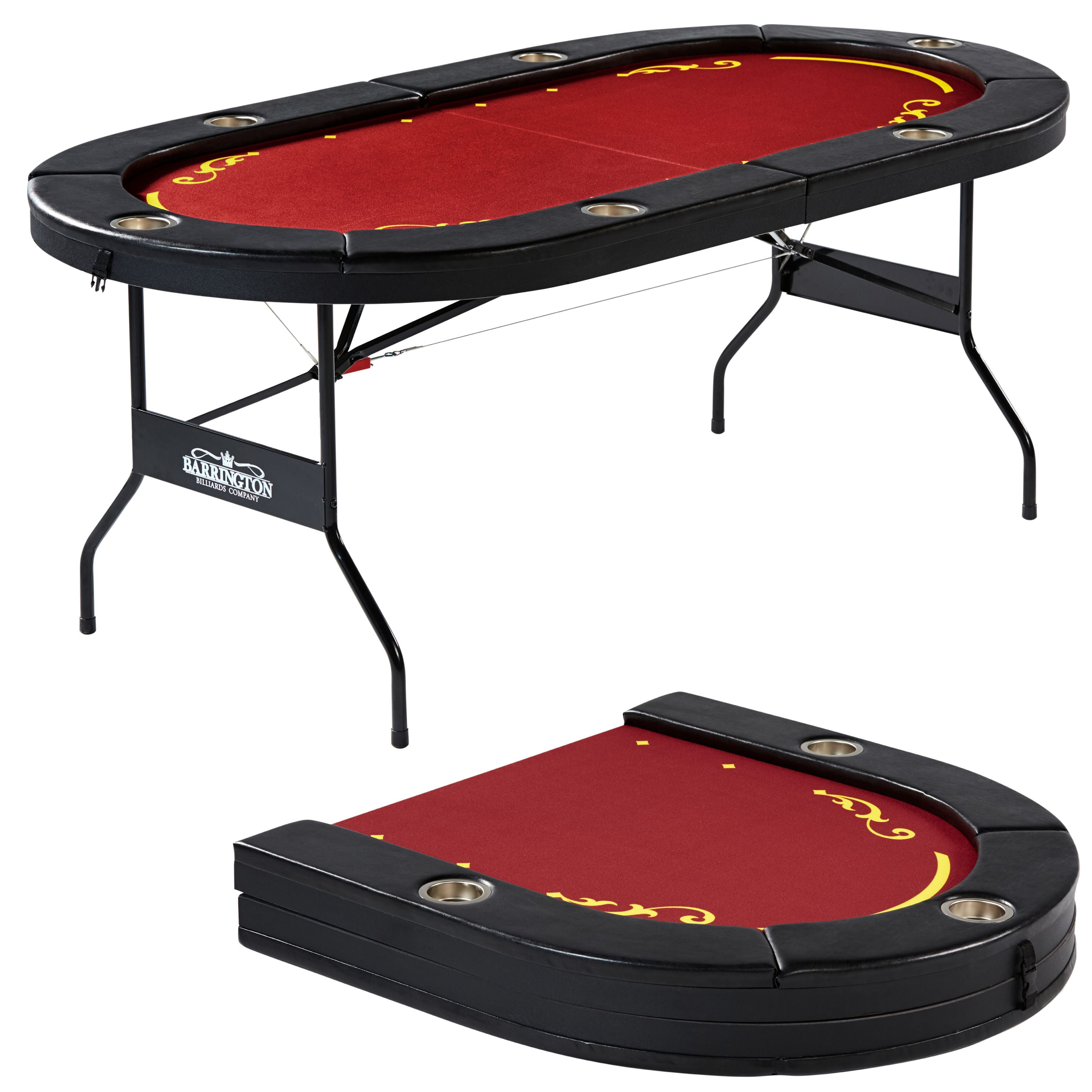 バリントンポーカーテーブル Barrington 10 Player Folding Poker Table with Steel Cup
