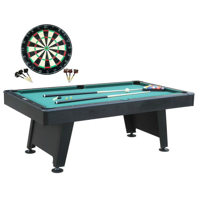 Barrington Billiard 84" Arcade Pool Table with Bonus Dartboard Set, Green, New