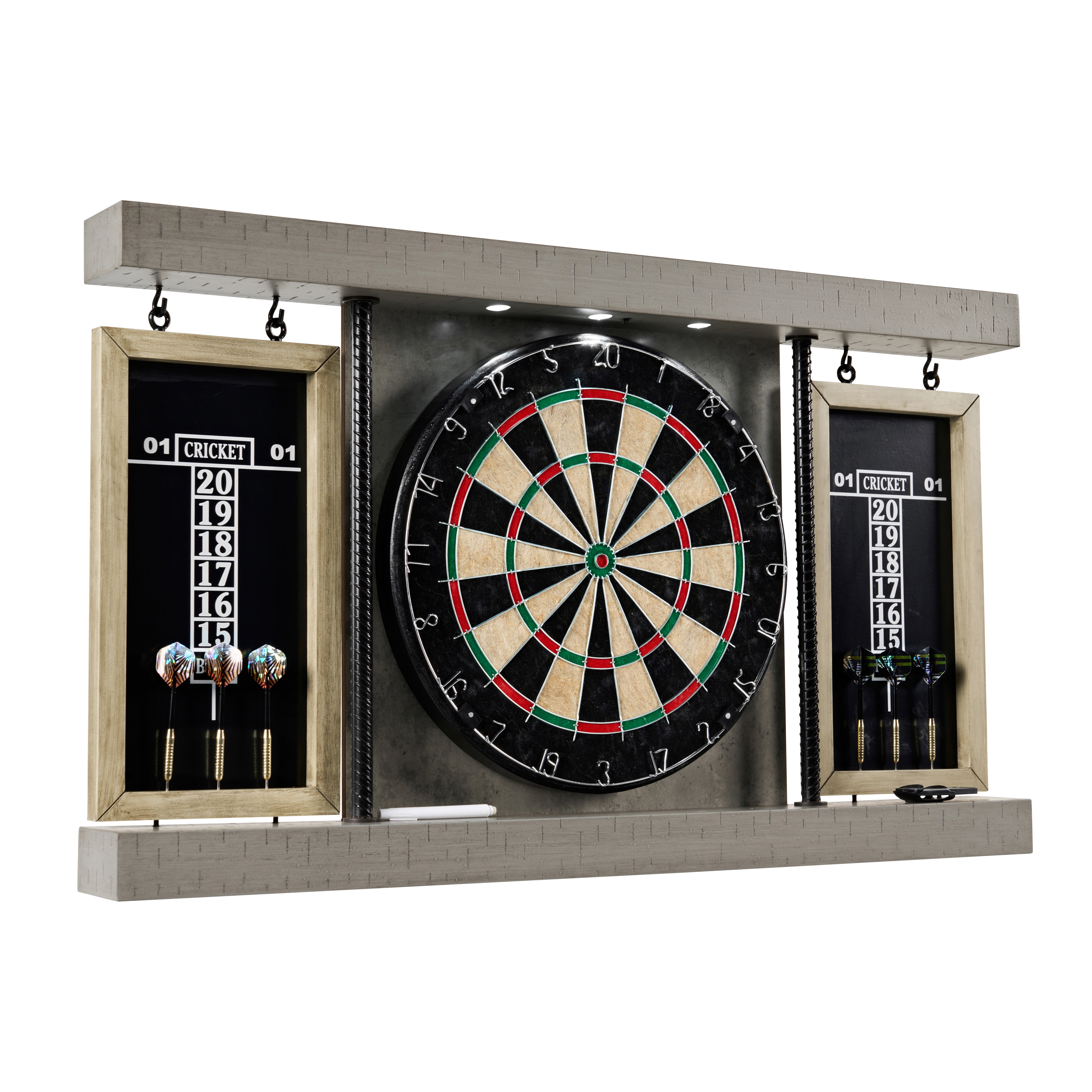 Prescott Bristle Dartboard Cabinet Set, Official Size Dart Board, by Barrington Billiards Company