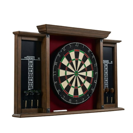Barrington - Sherwood Wood Veneer Dart Cabinet - Brown/Black/Red