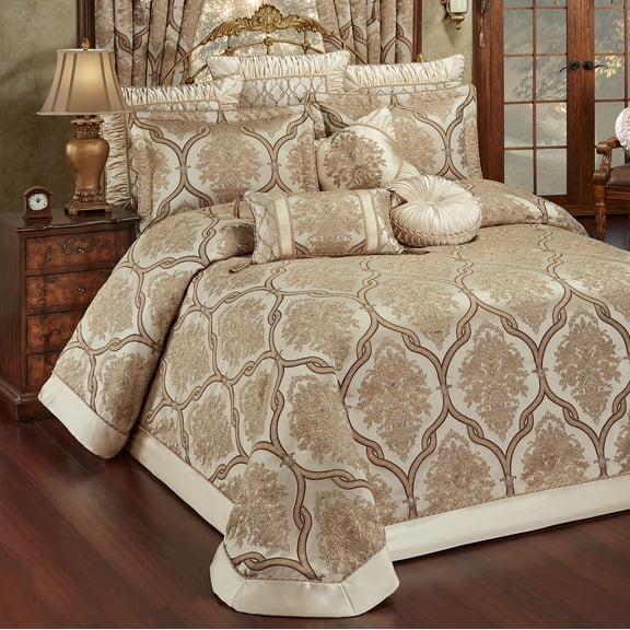 Barrington Traditional Damask Medallion Bedding, Light Gold, 3-pc King Bedspread Set