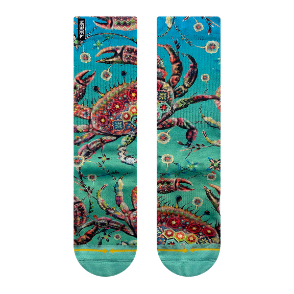Barrio Crab Crew Socks with Art by Max Ehrman