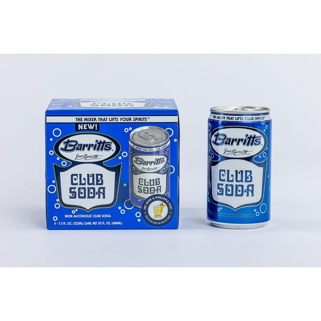 Barritt's Mixers Club Soda, NonAlcoholic Soda Cocktail Mixer, 7.5 fl oz Cans, 24 Pack, Mini