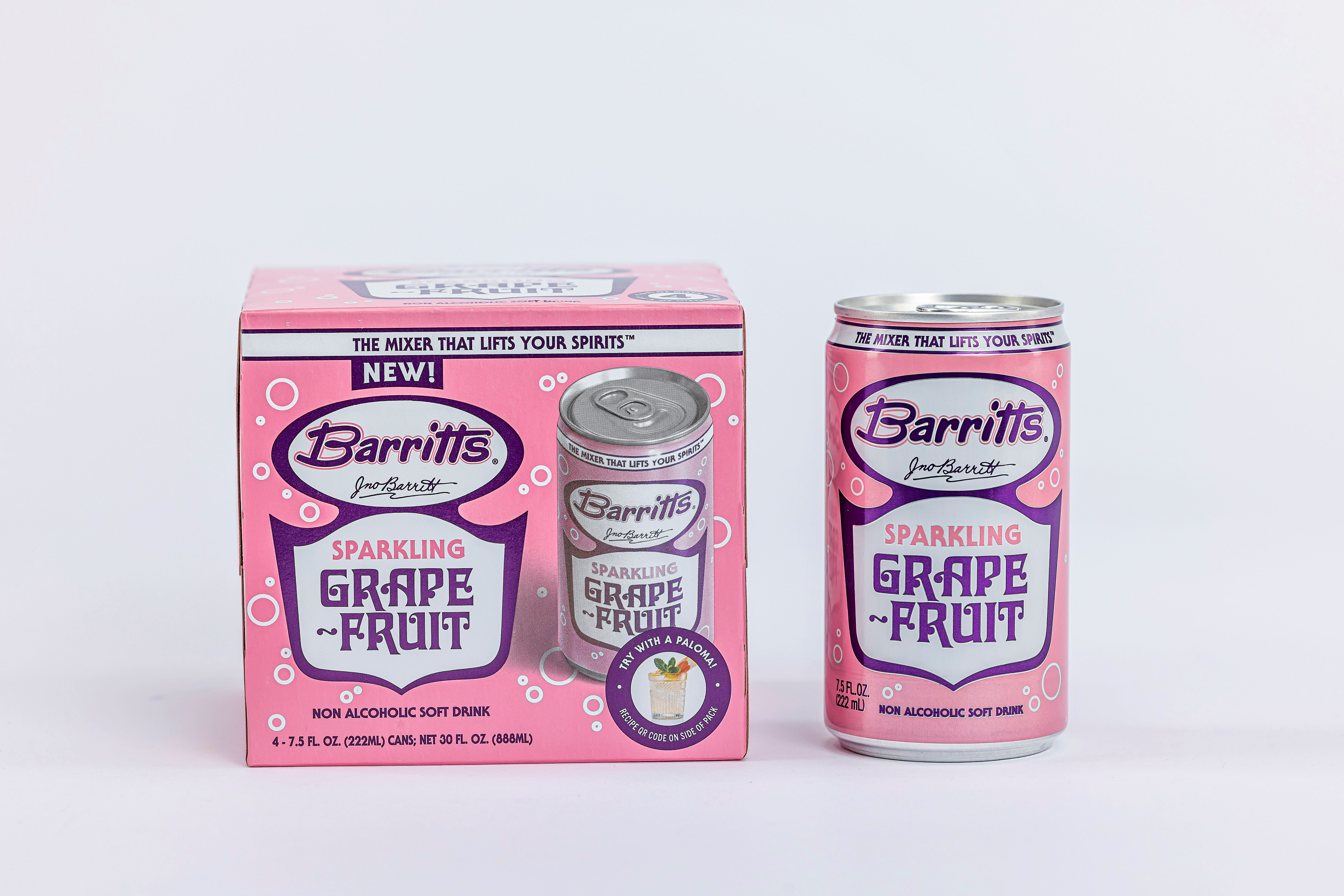 Barritt's Mixers - Sparkling Grapefruit Soda, Non-Alcoholic Soda Cocktail Mixer, 7.5 fl oz Cans, 24 Pack, Mini