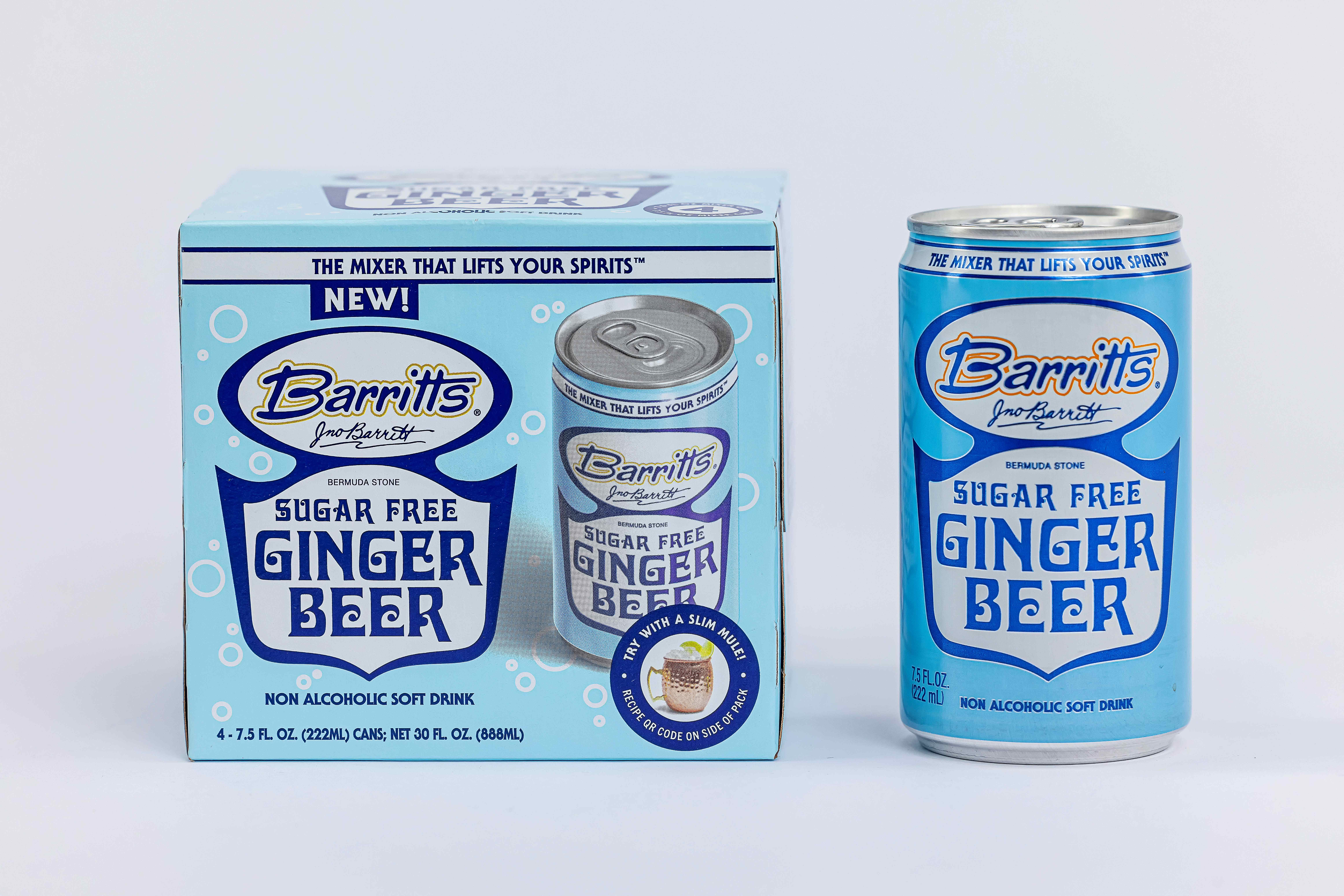 Barritt's Mixers - Sugar Free Diet Ginger Beer, Non-Alcoholic Soda Cocktail Mixer, 7.5 fl oz Cans, 24 Pack, Mini, 0 Calories, No Aspartame