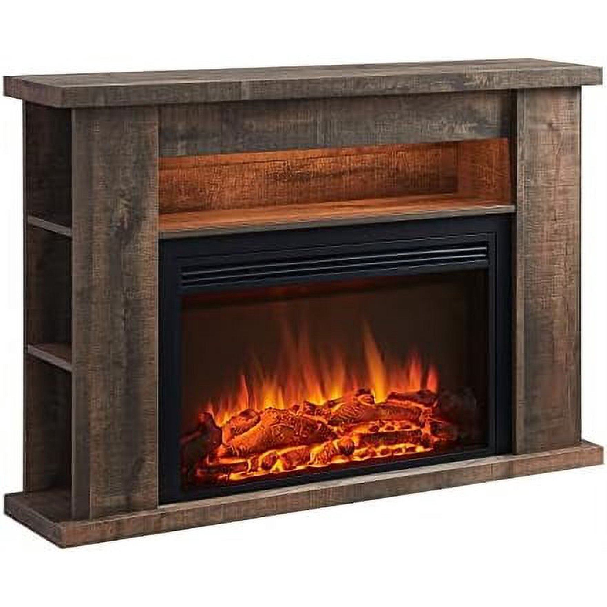 Barron Electric Fireplace With 51 Storage Shelf Mantel Surround And Jaden  31 Insert, Rustic Dark Oak - Walmart.com