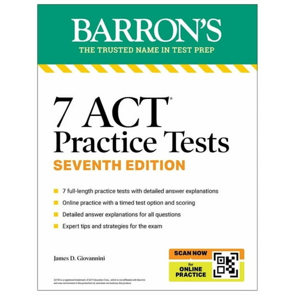 Barron's ACT Prep 7 ACT Practice Tests, Seventh Edition + Online Practice (2026), (Paperback)