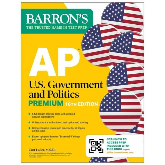 Barron's AP Prep AP U.S. Government and Politics Premium, Sixteenth Edition: Prep Book with 6 Practice Tests + Comprehensive Review + Onl, (Paperback)