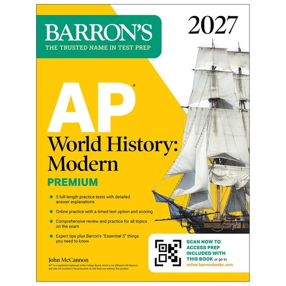 Barron's AP Prep AP World History: Modern Premium, 2027: Prep Book with 5 Practice Tests + Comprehensive Review + Online Practice, (Paperback)