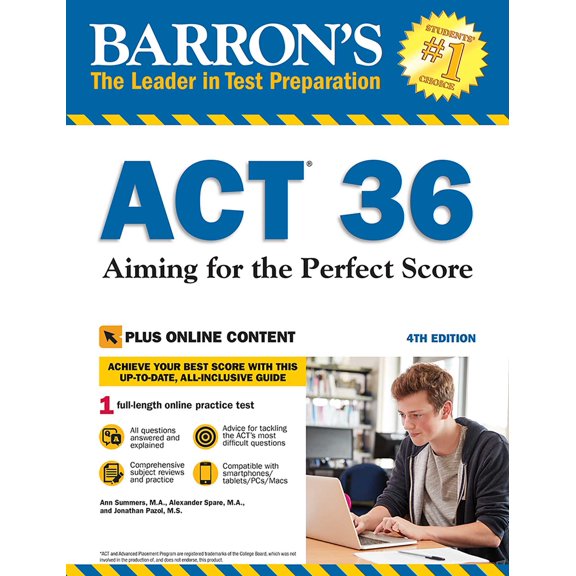 Barron's ACT Prep: ACT 36 with Online Test: Aiming for the Perfect Score (Paperback)