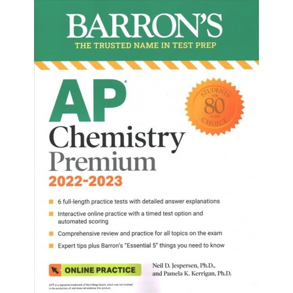 Barron's AP: AP Chemistry Premium, 2022-2023: Comprehensive Review with 6 Practice Tests + an Online Timed Test Option (Paperback)