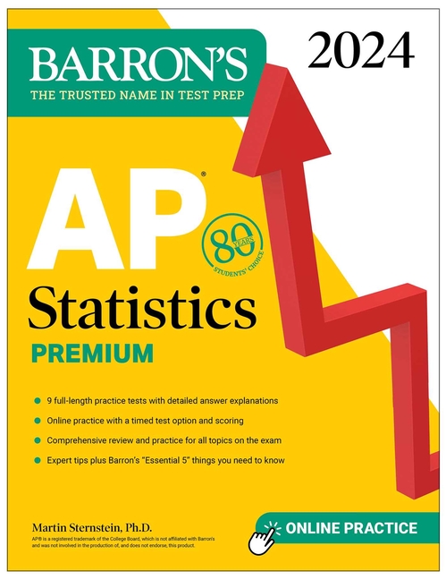 (Paperback)　AP　Statistics　Barron's　Comprehensive　2024:　Tests　Practice　AP:　Online　Practice　Premium,　Review