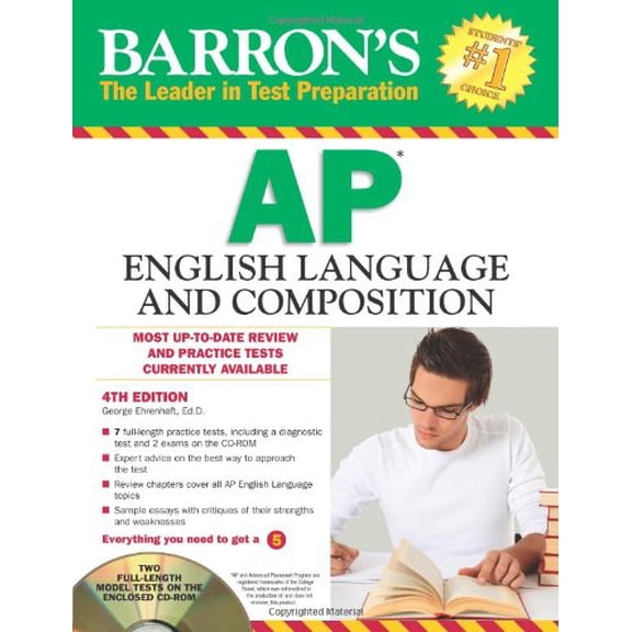 Pre-Owned Barron's AP English Language and Composition with CD-ROM (Barron's Study Guides) (Paperback) 1438071299