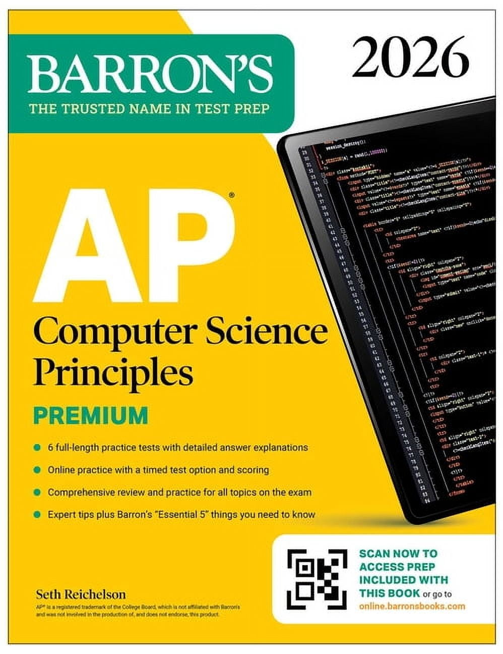 Barron's AP Prep AP Computer Science Principles Premium, 2026: Prep Book with 6 Practice Tests + Comprehensive Review + Online Practice, (Paperback)