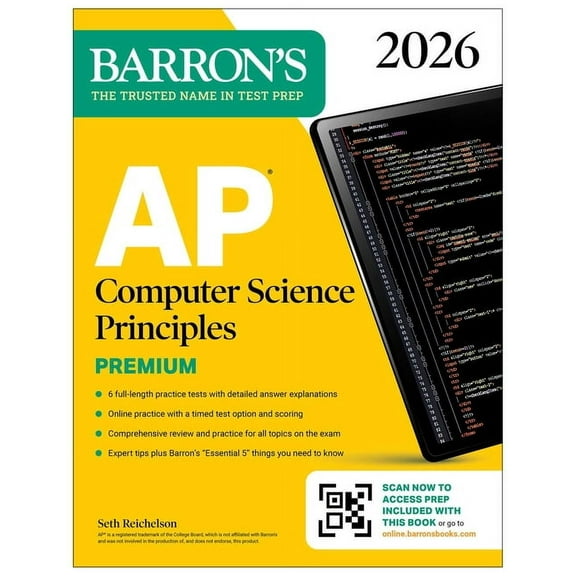 Barron's AP Prep AP Computer Science Principles Premium, 2026: Prep Book with 6 Practice Tests + Comprehensive Review + Online Practice, (Paperback)