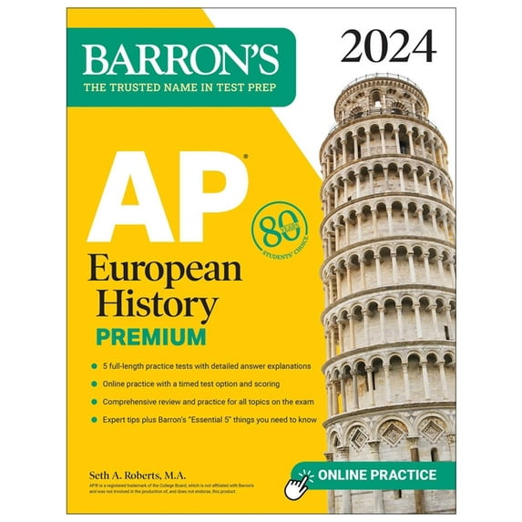 Barron's AP Prep AP European History Premium, 2024: 5 Practice Tests + Comprehensive Review + Online Practice, (Paperback)