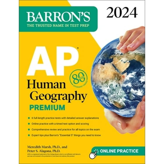 Pre-Owned Barron's AP Prep: AP Human Geography Premium, 2024: 6 Practice Tests + Comprehensive Review + Online Practice (Paperback)