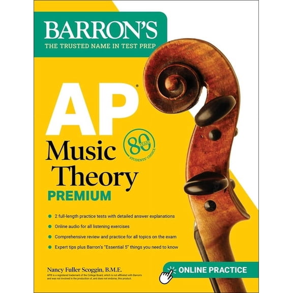 Barron's AP Prep AP Music Theory Premium, Fifth Edition: Prep Book with 2 Practice Tests + Comprehensive Review + Online Audio, (Paperback)
