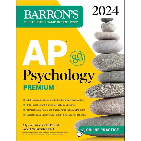 Barron's AP Prep AP Psychology Premium, 2024: Comprehensive Review with 6 Practice Tests + an Online Timed Test Option, (Paperback)
