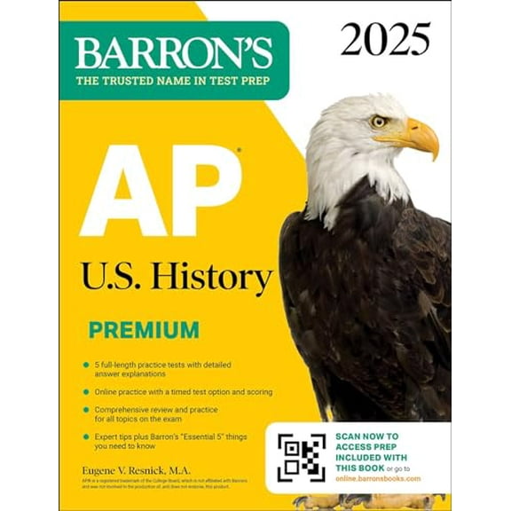 Pre-Owned Barron's AP Prep AP U.S. History Premium, 2025: Prep Book with 5 Practice Tests + Comprehensive Review + Online Practice, (Paperback)