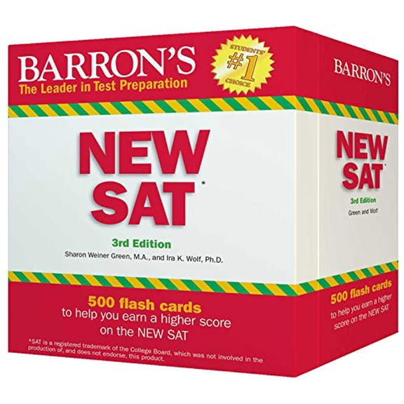 Pre-Owned Barron's NEW SAT Flash Cards: 500 Flash Cards to Help You Achieve a Higher Score (Barron's Test Prep), 9780764167782, 0764167782, Paperback, Third edition