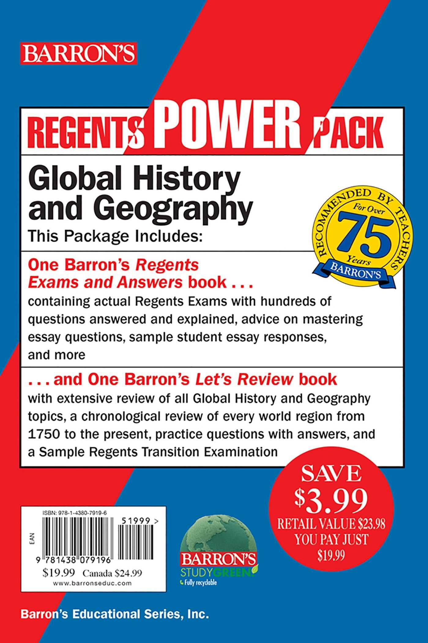 Barron's Regents NY Regents Global History and Geography Power Pack