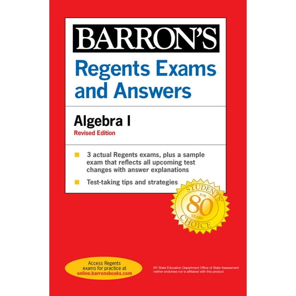 Barron's Regents NY: Regents Exams and Answers: Algebra I, Fourth Edition (Paperback)