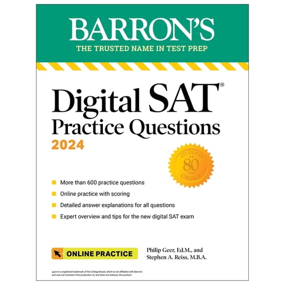 Pre-Owned Barron's SAT Prep Digital SAT Practice Questions 2024: More Than 600 Practice Exercises for the New Digital SAT + Tips + Online Practice, (Paperback)