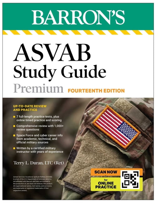 Barron's Test Prep: ASVAB Study Guide Premium, Fourteenth: 6 Practice Tests + Comprehensive Review + Online Practice (Barron's Test Prep) (Paperback)
