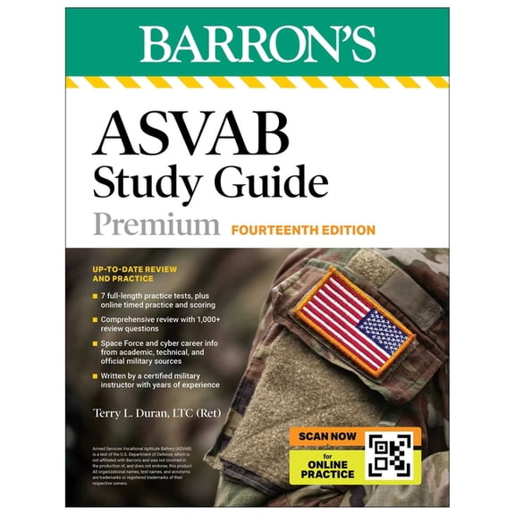Barron's Test Prep: ASVAB Study Guide Premium, Fourteenth: 6 Practice Tests + Comprehensive Review + Online Practice (Barron's Test Prep) (Paperback)