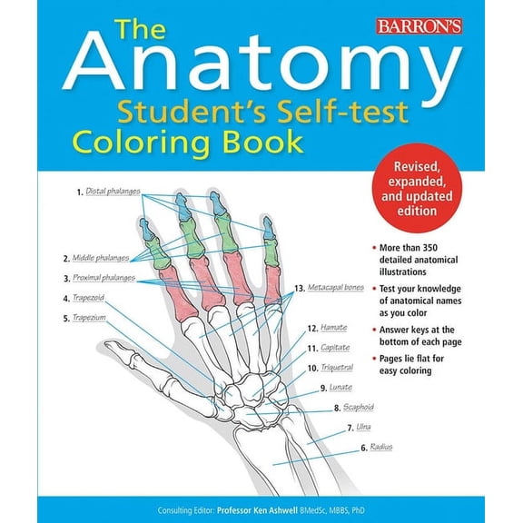 Barron's Test Prep Anatomy Student's Self-Test Coloring Book, (Paperback)