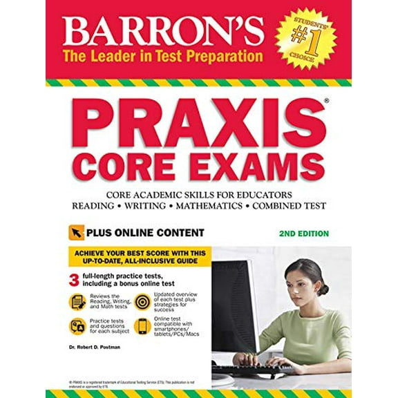Pre-Owned Barron's Test Prep PRAXIS Core Exams: Core Academic Skills for Educators, (Paperback)