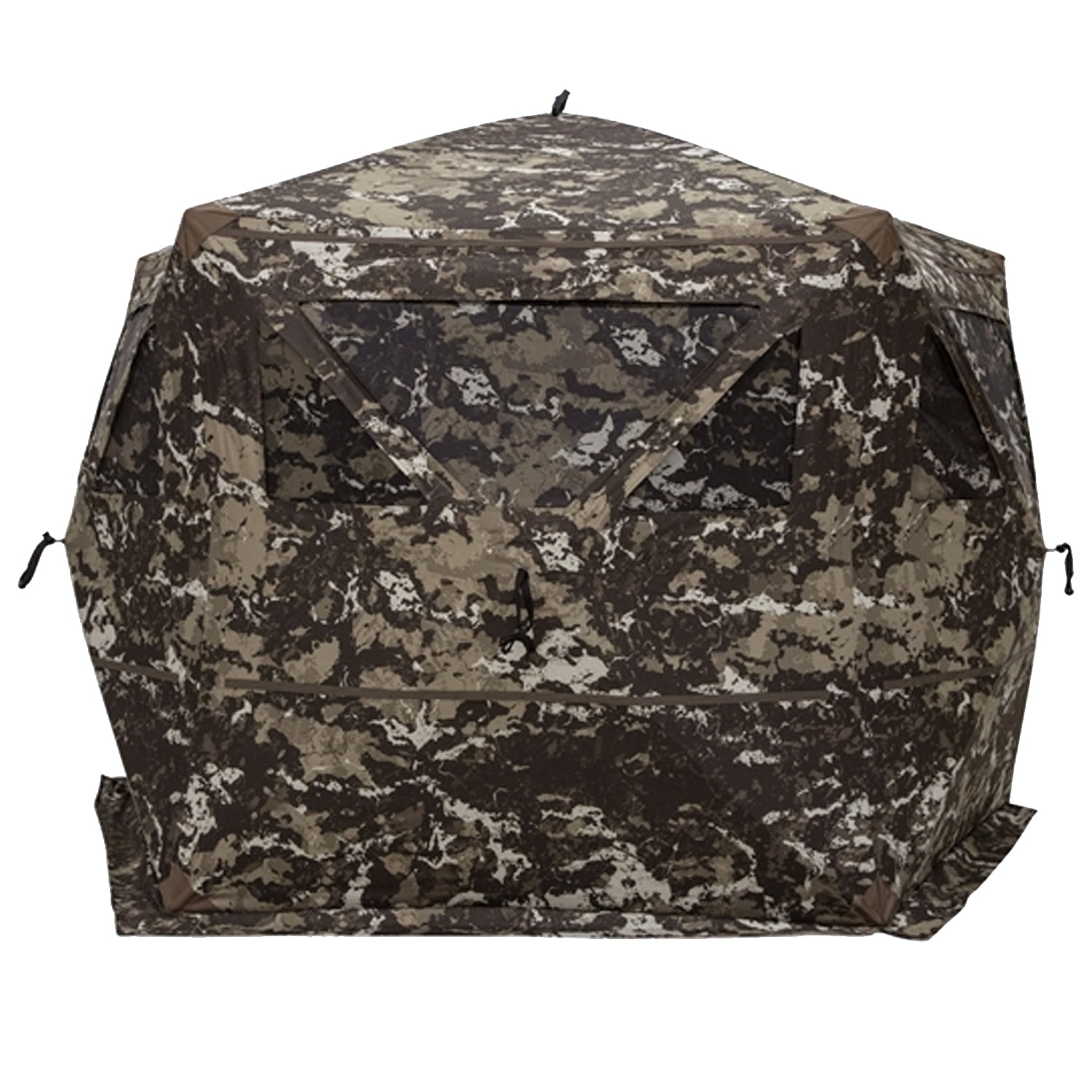 Barronett Blockout 5 Pop Up 4 Person Hunting Blind Ground Tent, Crater Core Camo