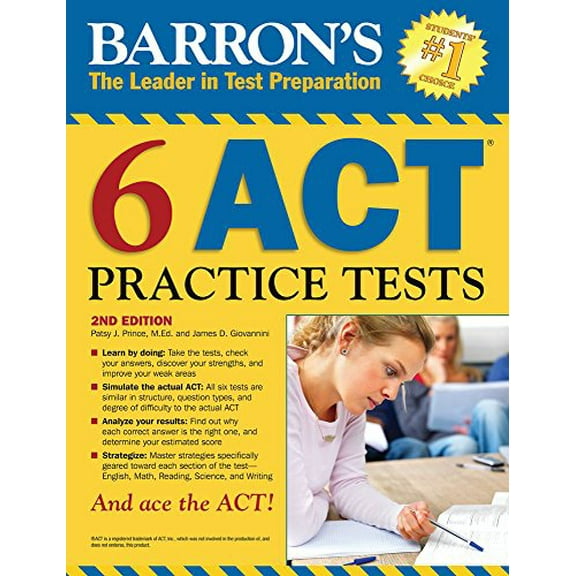Pre-Owned Barron's 6 ACT Practice Tests (Paperback) 143800494X 9781438004945