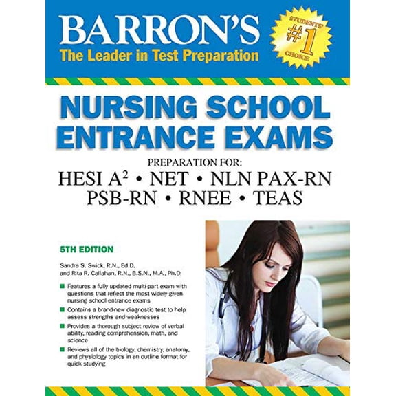 Pre-Owned Barron's Nursing School Entrance Exams: Hesi A2 / Net / Nln Pax-RN / Psb-RN / Rnee /Teas (Paperback) 1438006276 9781438006277