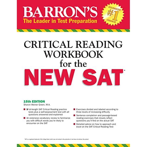 Pre-Owned Barron's Reading Workbook for the New SAT (Paperback) 1438005768 9781438005768