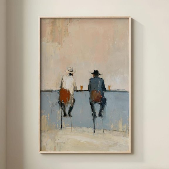 Barroom Scene Wall Art Cafe Interior Design Decor Print, Unframed Paper Print