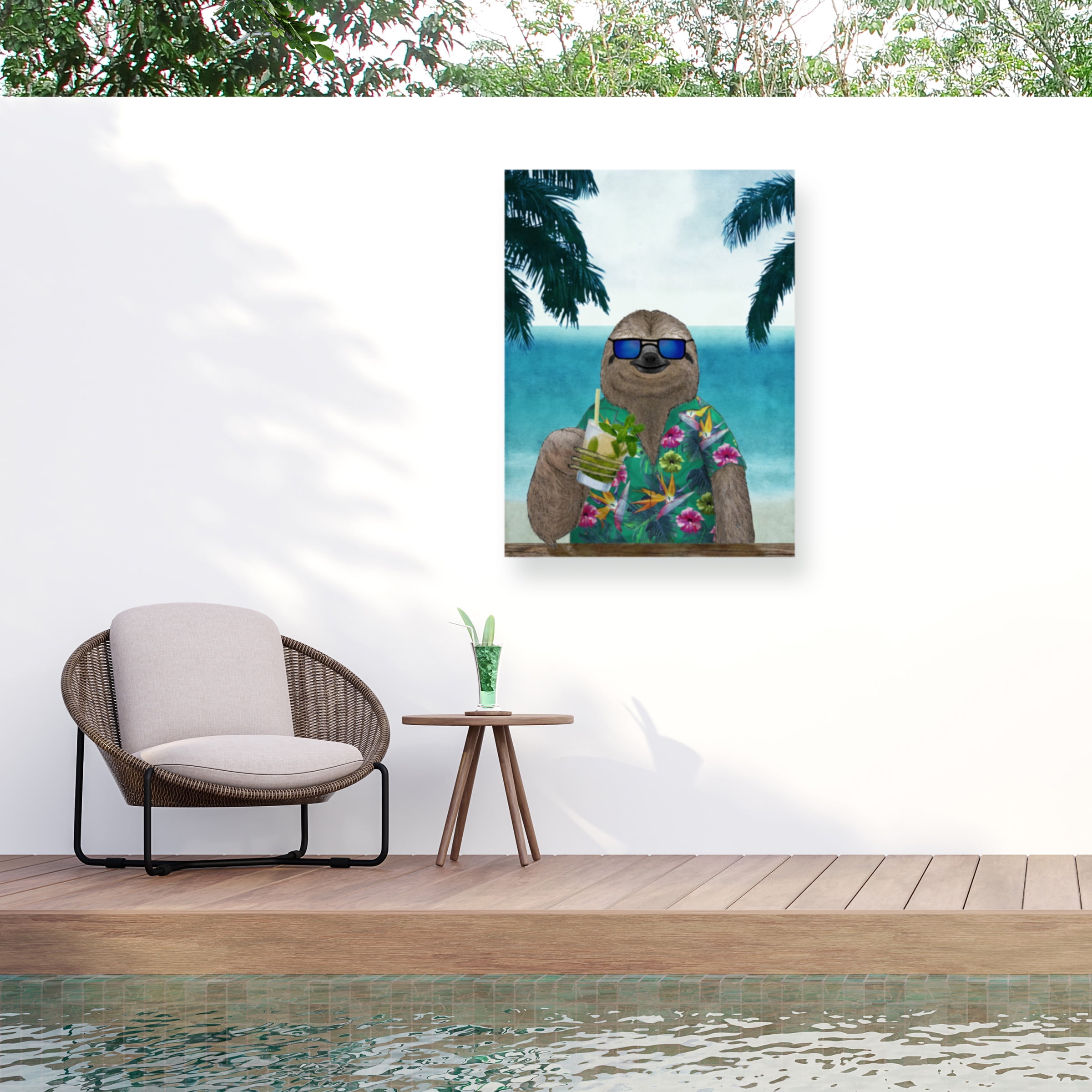 Barruf 'Sloth on Summer Holidays' Outdoor Canvas