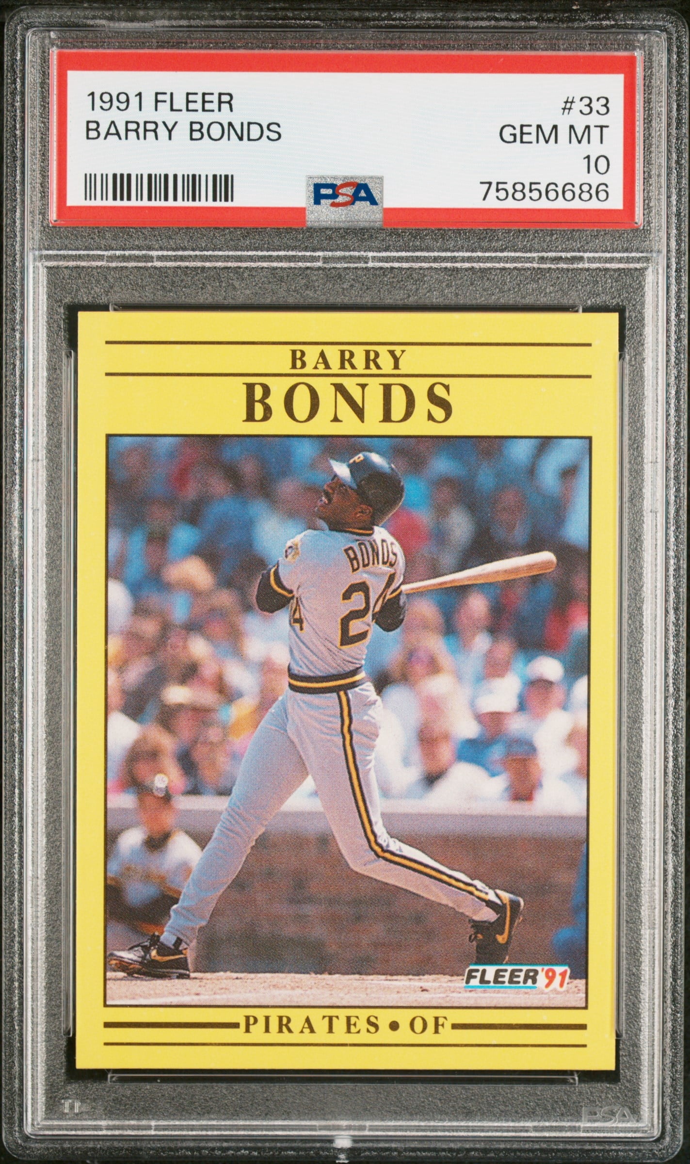 Barry Bonds 1991 Fleer Baseball Card #33 Graded PSA 10