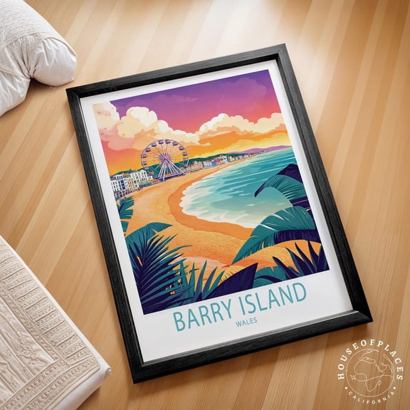 Barry Island Wales Bristol Channel Coastal Resort Wall Art, Unframed Paper Poster 8x10in