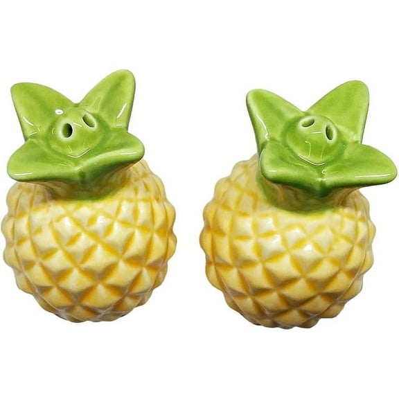 Barry Owens BV826 Ceramic Pineapple Design Salt and Pepper Shakers 2.5 Inches Tall