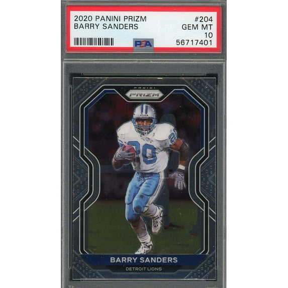 Barry Sanders 2020 Panini Prizm Football Card #204 Graded PSA 10