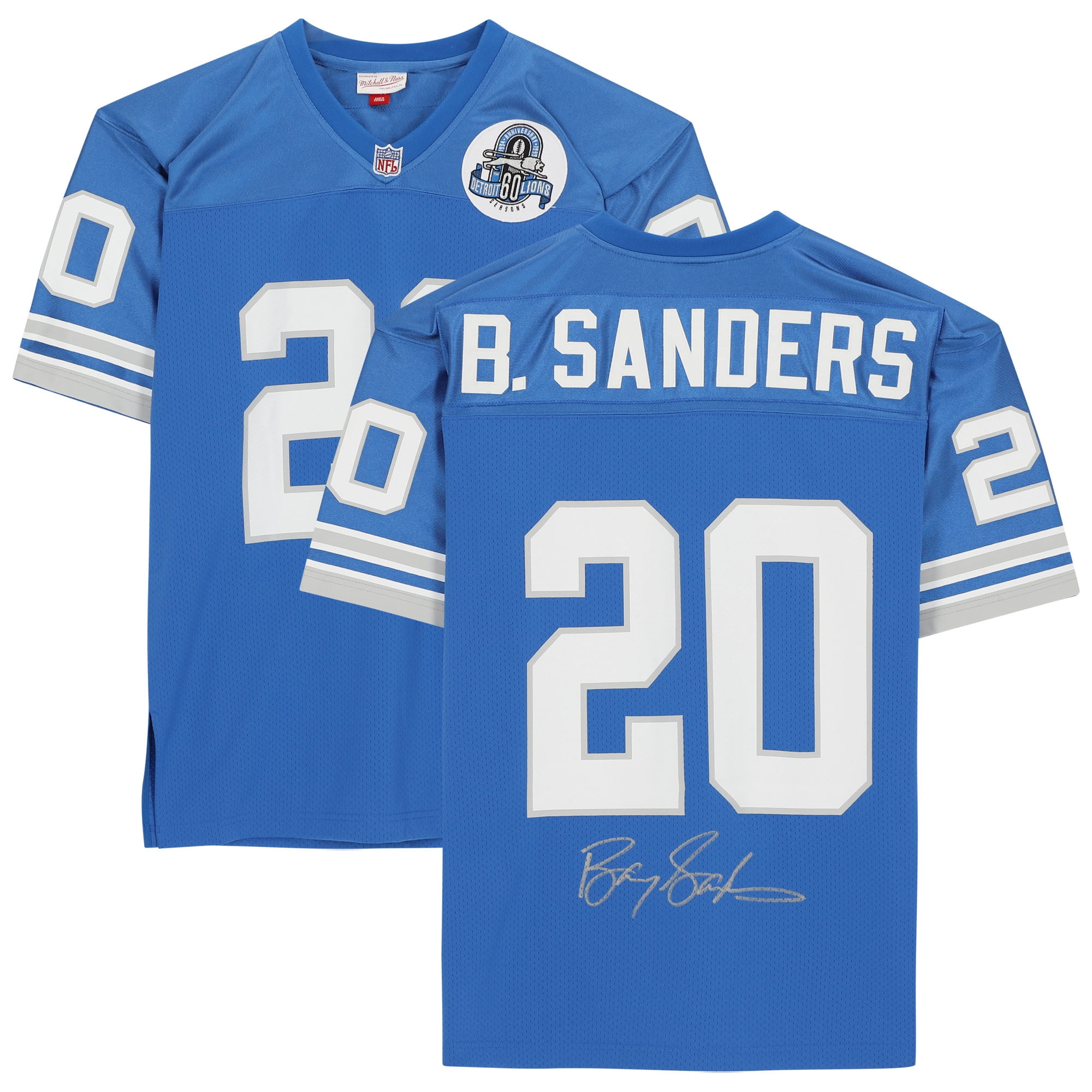 Barry Sanders Detroit Lions Autographed Light Blue Mitchell & Ness