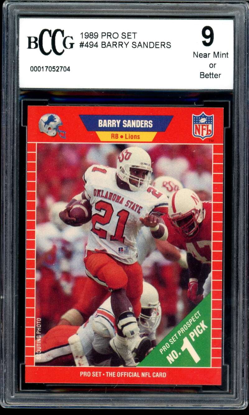 Barry Sanders Rookie Card 1989 Pro Set 494 BGS BCCG 9 Walmart barry-sanders-rookie-card-1989-pro-set-494-bgs-bccg-9-walmart