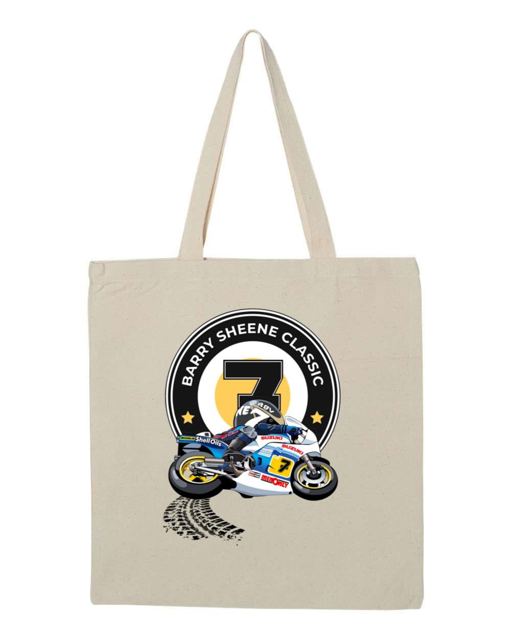T-shirt Barry Sheene MotoGP - Logo Argent Sur Fond Charbon, Coton, Unisexe, Fait Main