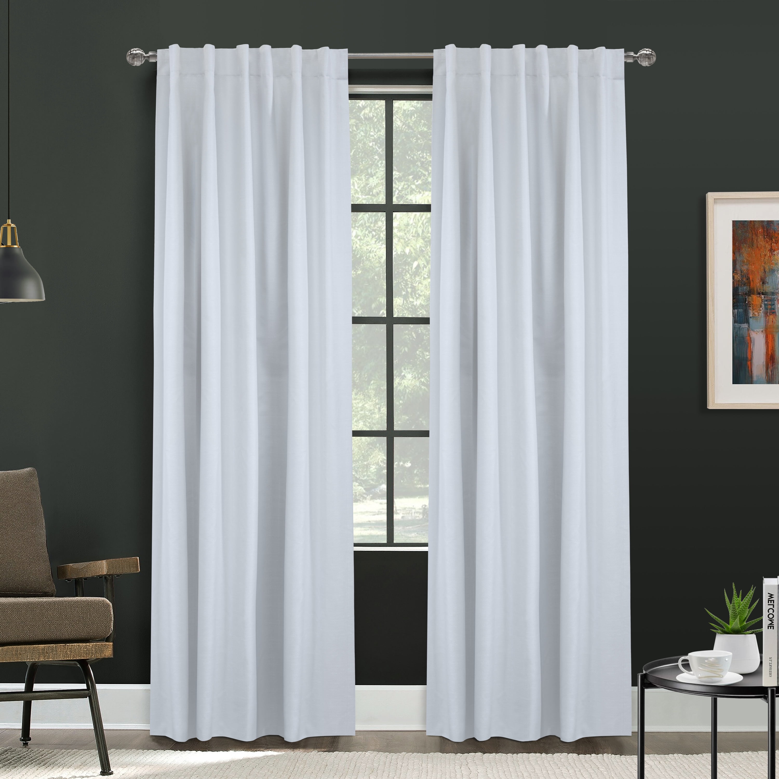 Barry Total Blackout Textured Dual Header Curtain Panel 52" x 95" in White